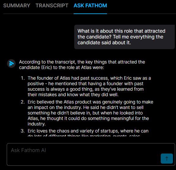 Fathom AI assistant