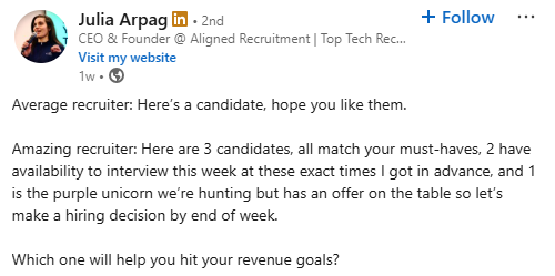 Julia Arpag Top 100 Recruitment Leaders in 2025